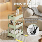 3 Tier Rolling Cart with Table top, Metal Rolling Utility Cart, Sturdy Storage Organizer Cart with Locking, alternate view 6