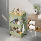 3 Tier Rolling Cart with Table top, Metal Rolling Utility Cart, Sturdy Storage Organizer Cart with Locking, alternate view 7