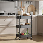 3-Tier Rolling Cart with Table Top, Metal Utility Cart on Wheels, alternate view 2