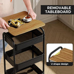 3-Tier Rolling Cart with Table Top, Metal Utility Cart on Wheels, alternate view 5