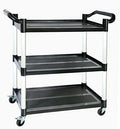 3-Tier Rolling Cart with Wheels, Heavy-Duty Plastic Utility Cart with 2 Lockable Wheels, Food Cart with 510 lbs