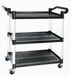 3-Tier Rolling Cart with Wheels, Heavy-Duty Plastic Utility Cart with 2 Lockable Wheels, Food Cart with 510 lbs