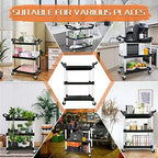 3-Tier Rolling Cart with Wheels, Heavy-Duty Plastic Utility Cart with 2 Lockable Wheels, Food Cart with 510 lbs, alternate