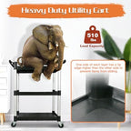 3-Tier Rolling Cart with Wheels, Heavy-Duty Plastic Utility Cart with 2 Lockable Wheels, Food Cart with 510 lbs, alternate