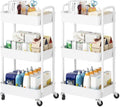 3-Tier Rolling Cart with Wheels, Multifunction Utility Storage Carts, Kitchen Storage Organizer, Mobile Shelving