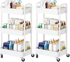 3-Tier Rolling Cart with Wheels, Multifunction Utility Storage Carts, Kitchen Storage Organizer, Mobile Shelving