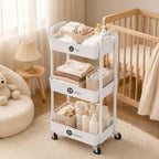 3-Tier Rolling Cart with Wheels, Multifunction Utility Storage Carts, Kitchen Storage Organizer, Mobile Shelving, alternate