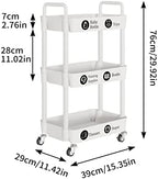 3-Tier Rolling Cart with Wheels, Multifunction Utility Storage Carts, Kitchen Storage Organizer, Mobile Shelving, alternate