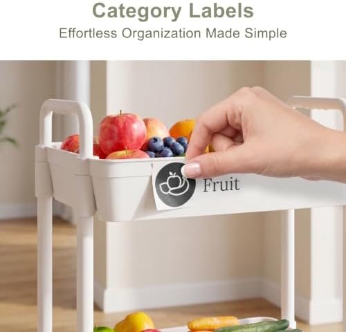 3-Tier Rolling Cart with Wheels, Multifunction Utility Storage Carts, Kitchen Storage Organizer, Mobile Shelving, alternate