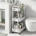 3-Tier Rolling Cart with Wheels, Multifunction Utility Storage Carts, Kitchen Storage Organizer, Mobile Shelving, alternate