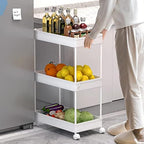 3 Tier Rolling Cart with Wheels, Storage Craft Art Trolley Organizer Serving, 3 Hanging Baskets Easy Assembly, alternate view