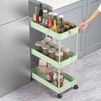 3 Tier Rolling Cart with Wheels, Storage Craft Art Trolley Organizer Serving, 3 Hanging Baskets Easy Assembly, alternate view