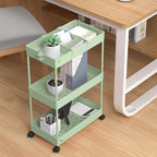 3 Tier Rolling Cart with Wheels, Storage Craft Art Trolley Organizer Serving, 3 Hanging Baskets Easy Assembly, alternate view