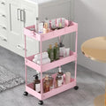 3 Tier Rolling Cart with Wheels, Storage Craft Art Trolley Organizer Serving, 3 Hanging Baskets Easy Assembly