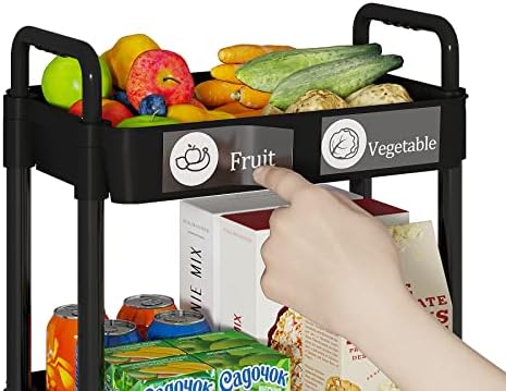 3 Tier Rolling Cart with Wheels, Utility Storage Carts, Black in Black, alternate view 5