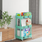 3 Tier Rolling Cart with Wheels, Utility Storage Carts, Green in Green, alternate view 2