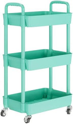 3 Tier Rolling Cart with Wheels, Utility Storage Carts, Green in Green, alternate view 4