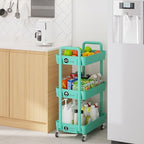 3 Tier Rolling Cart with Wheels, Utility Storage Carts, Green in Green, alternate view 5