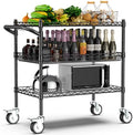 3 Tier Rolling Carts with Wheels, Heavy Duty Rolling Utility Cart