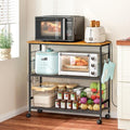 3 Tier Rolling Kitchen Microwave Cart, 33 Inch Microwave Table Stand with Adjustable Shelf, Kitchen Storage