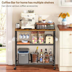3 Tier Rolling Kitchen Microwave Cart, 33 Inch Microwave Table Stand with Adjustable Shelf, Kitchen Storage, alternate view 4