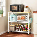 3 Tier Rolling Kitchen Microwave Cart, 33 Inch Microwave Table Stand with Adjustable Shelf, Kitchen Storage
