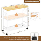 3 Tier Rolling Kitchen Microwave Cart, 33 Inch Microwave Table Stand with Adjustable Shelf, Kitchen Storage, alternate view 2