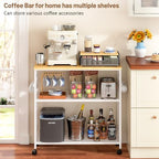 3 Tier Rolling Kitchen Microwave Cart, 33 Inch Microwave Table Stand with Adjustable Shelf, Kitchen Storage, alternate view 4