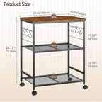 3-Tier Rolling Kitchen Microwave Cart with Storage, Mobile Kitchen Utility Cart with 2 Lockable Wheels, Coffee, alternate