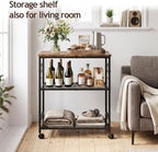 3-Tier Rolling Kitchen Microwave Cart with Storage, Mobile Kitchen Utility Cart with 2 Lockable Wheels, Coffee, alternate