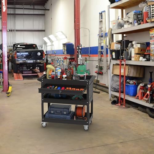 3 Tier Rolling Tool Cart with Drawers, 400 LBS Capacity Mechanic Tool Cart on Wheels, Heavy Duty Utility Cart, alternate view