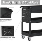 3 Tier Rolling Tool Cart with Drawers, 400 LBS Capacity Mechanic Tool Cart on Wheels, Heavy Duty Utility Cart, alternate view