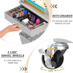 3 Tier Rolling Utility Cart Organizer with Removable Drawer, Grey in Grey, alternate view 3