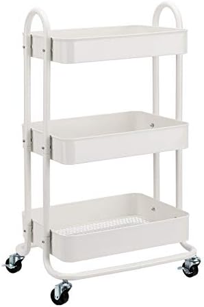 3-Tier Rolling Utility Cart, Storage Organizer, Lockable Wheels, Multifunctional Storage, Portable Mobile
