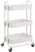 3-Tier Rolling Utility Cart, Storage Organizer, Lockable Wheels, Multifunctional Storage, Portable Mobile