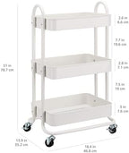 3-Tier Rolling Utility Cart, Storage Organizer, Lockable Wheels, Multifunctional Storage, Portable Mobile, alternate view 3