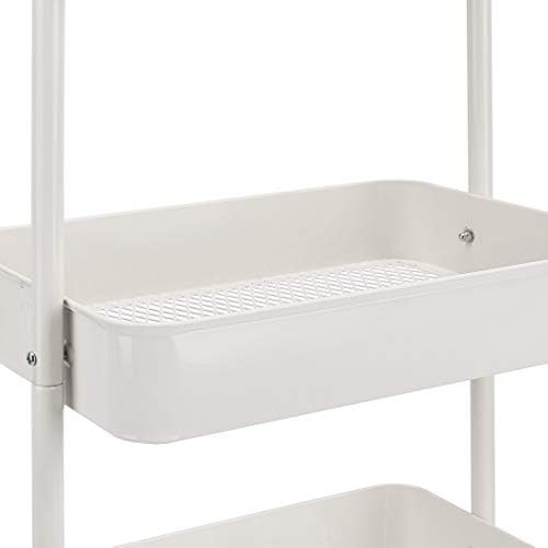 3-Tier Rolling Utility Cart, Storage Organizer, Lockable Wheels, Multifunctional Storage, Portable Mobile, alternate view 4