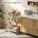 3-Tier Rolling Utility Cart with 4 Woven Baskets, Diaper Book Snack Cart, Storage Organizer for Nursery, alternate view 6