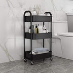 3-Tier Rolling Utility Cart with Caster Wheels Easy Assembly, Black in Black, alternate view 6