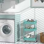 3-Tier Rolling Utility Cart with Caster Wheels, Easy Assembly, for Kitchen, Bathroom (Turquoise), alternate view 2