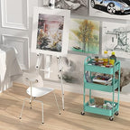 3-Tier Rolling Utility Cart with Caster Wheels, Easy Assembly, for Kitchen, Bathroom (Turquoise), alternate view 5