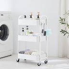 3-Tier Rolling Utility Cart with Caster Wheels, Easy Assembly, for Kitchen, Bathroom (White) (Pack of 3) in, alternate view 2