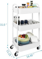 3-Tier Rolling Utility Cart with Caster Wheels, Easy Assembly, for Kitchen, Bathroom (White) (Pack of 3) in, alternate view 3
