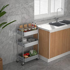 3-Tier Rolling Utility Cart with Caster Wheels, Easy Assembly, for Kitchen, Bathroom (Silvery-Grey) (Pack of 3), alternate