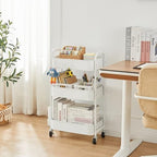 3-Tier Rolling Utility Cart with Caster Wheels, Easy Assembly, White in White, alternate view 4