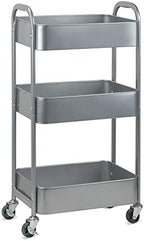 3-Tier Rolling Utility Cart with Caster Wheels, Silvery-Grey