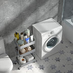 3-Tier Rolling Utility Cart with Caster Wheels, Silvery-Grey, alternate view 5