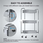 3-Tier Rolling Utility Cart with Caster Wheels, Silvery-Grey, alternate view 6