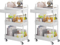 3-Tier Rolling Utility Cart with Drawer, Multifunctional Storage Organizer with Plastic Shelf & Metal Wheels