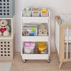 3-Tier Rolling Utility Cart with Drawer, Multifunctional Storage Organizer with Plastic Shelf & Metal Wheels, alternate view